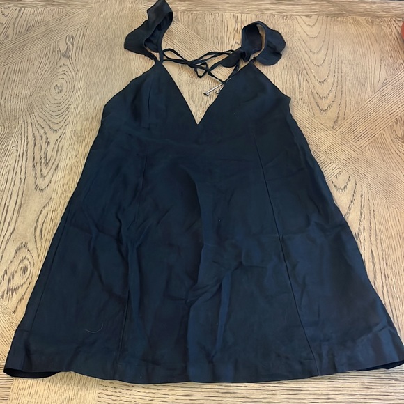 Free people Josie Dress black mini open back sexy date night large NWOT - Picture 4 of 8